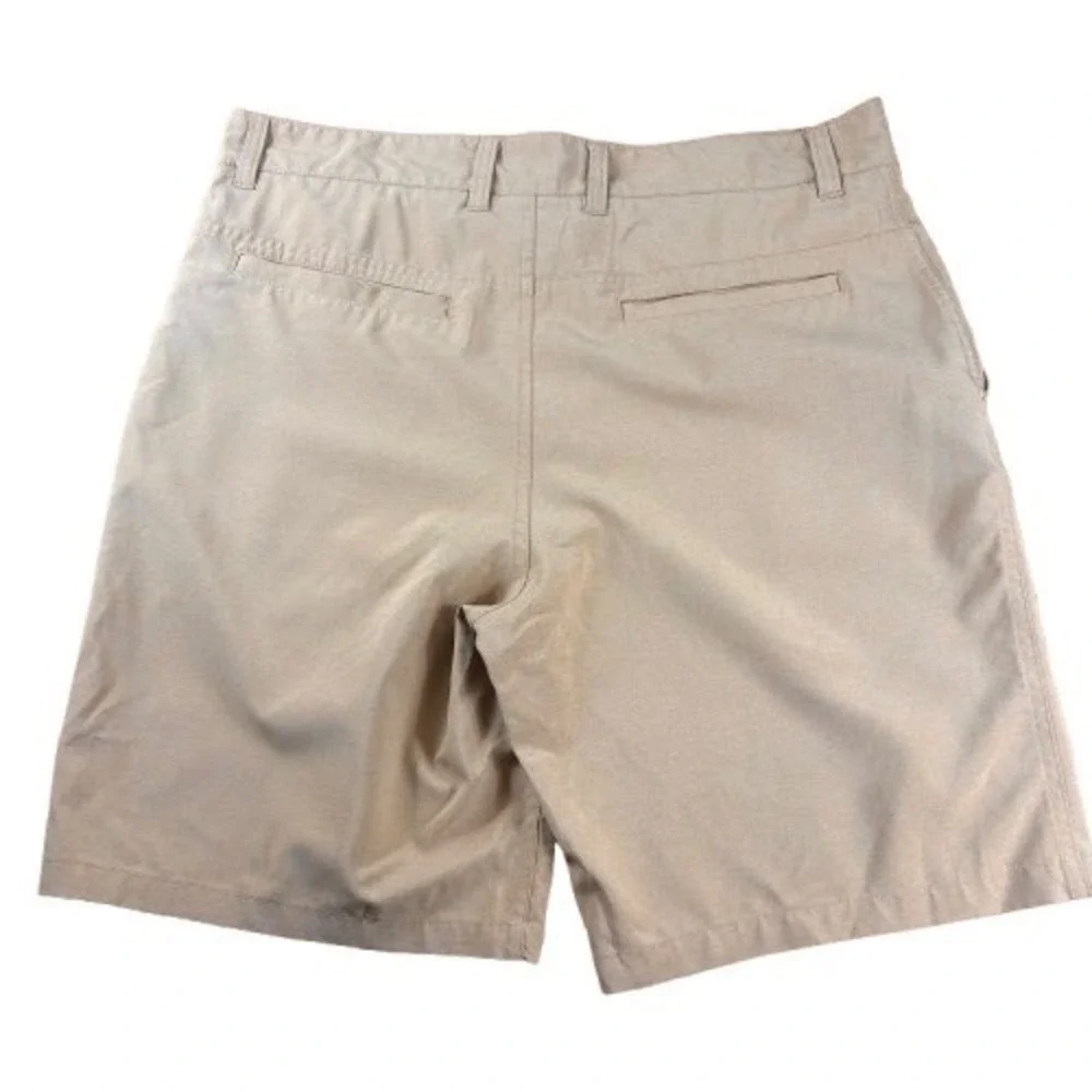 Panama Jack Mens Khaki Performance Hybrid Shorts Stretch Mesh Lined Tan Size 36